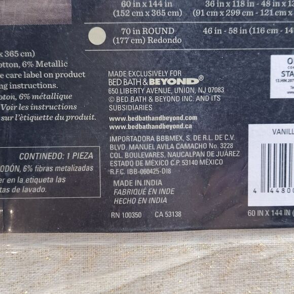 Bee & Willow Solid Hemstitch Tablecloth Vanilla Ice Gold NWT - Picture 7 of 14